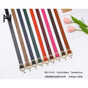 Ceinture en cuir PU ovale à double boucle droite de 3 cm pour femmes, ceintures tendance - Product Image 3