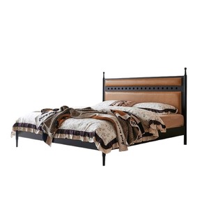 Cama de madera maciza de estilo vintage de 1.8 m, cama doble de estilo americano con cabecero suave para dormitorio principal - Product Image 5