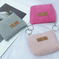Porte-clés en peluche personnalisé en gros, porte-monnaie avec chaîne et motif rayé pour sac à main pour femme, idéal pour carte d'identité