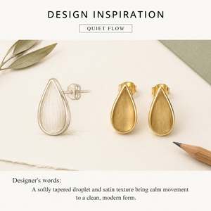 Boucles d'oreilles clous en forme de goutte brossées, en acier inoxydable plaqué or 14 carats sous vide, style minimaliste, options couleur or et argent - Product Image 4