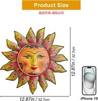 Décoration murale 2D en acrylique, motif soleil mexicain, imprimé UV, gravure laser, style artistique bohème, plaque décorative colorée, art solaire pour extérieur