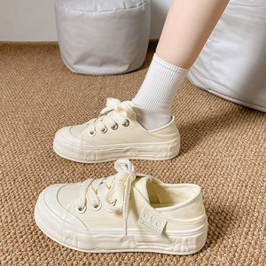 Nuevo estilo, diseño moderno y exclusivo, zapatillas blancas de lona con punta redonda, cómodas y suaves, de un solo tacón, para personas que buscan la comodidad. - Product Image 3