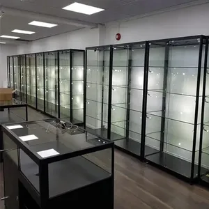 78.8inch Tall Lockable Full Vision Aluminum Frame Glass Factory Price Glass Cabinet Display Showcase Smoke Shop Display Cabinet