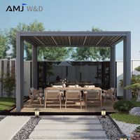 Pergola bioclimatique électrique de luxe à lames rétractables, pavillon moderne en alliage d'aluminium pour jardin 3x3 4x3