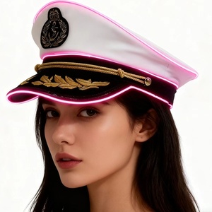 Nuevo capitán luminoso LED Sailors Cap Light up Navy Glow Dark Nautical Themed Christmas Party Costume Cosplay Fashion Props - Product Image 3