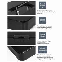 Caja de Seguridad Portátil para Documentos A4 con Cerradura de Combinación de 3 Dígitos, Caja de Metal Grande para Efectivo con Asa de Acero Inoxidable para Oficina en Casa