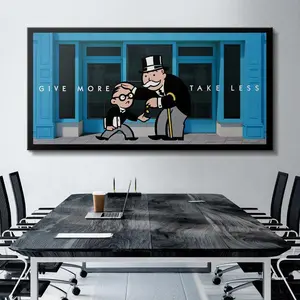 Abstract Poster Motivational Monopoly canvas GIVE MORE TAKE LESS Cartoon Mindset Home Decor Nordic Graffiti Oil Painting