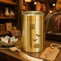 Boîte à thé personnalisable en laiton pur poli en forme de gourde, gravée CNC Mandala, pot de rangement chinois vintage, hermétique pour la maison