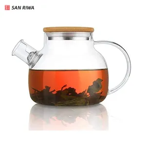 Glas Teekanne Herd Safe Klarglas krug mit abnehmbarem Filter auslauf für Lose blatt und blühendes Teebeutel Wasserkrug glas