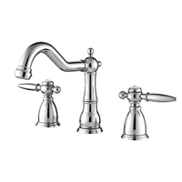 Robinet européen en cuivre à trois trous, chaud et froid, à double poignée, pour lavabo, ensemble trois pièces, finition or antique