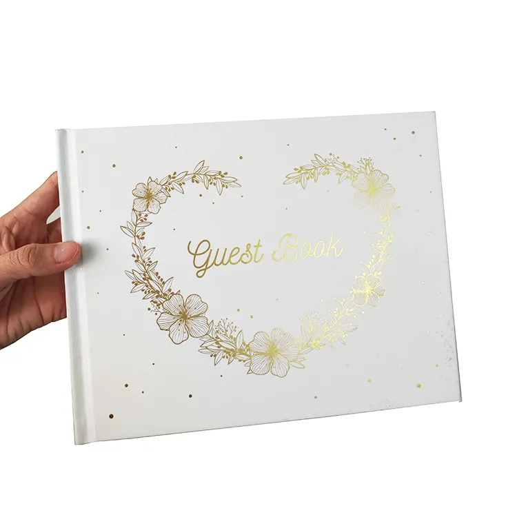 Custom Printed White Wedding Book Guest Book Gold Foil Birthday Guest Book And Wedding planner