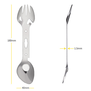 DF en Oferta, Cuchara y Tenedor Multifunción Compactos de Acero Inoxidable para Exteriores, Utensilios de Cocina para Camping, Abridor de Botellas y Latas, Llave Inglesa - Product Image 1
