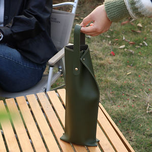 Elegante Bolsa de Vino de Cuero PU con Esquinas Plegables, Lista para Regalo, Portabotellas Individual Portátil para Amantes del Vino, Regalo para Campamentos al Aire Libre - Product Image 2