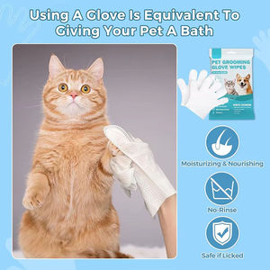 Gants de toilettage et lingettes humides pour chiens et chats, formule végétale douce, sans rinçage, hypoallergéniques, avec logo personnalisé - Product Image 3