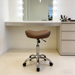 Salon Saddle <b>Stool</b> with Hydraulic Adjustment Rolling Chair Stainless Steel Base 360 Degree Rotation for Hair Stylist - Product Image 1