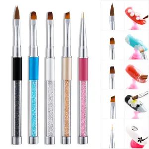 Groothandel Kleurrijke Acryl Diamant Pen Nail Art Penseel Kristal Schone Lichttherapie Geverfde Pen Diy Uv Gel Manicure Tools