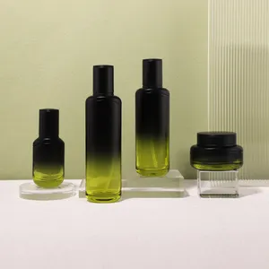 Look di lusso e bottiglie di contagocce di olio essenziale di vetro smerigliato bottiglie di vetro vasetti di crema per il viso set 30ml 50ml 100ml