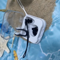 Ensemble de natation combiné étanche Secure Fit Bouchons d'oreille filaires à 2 couches Pince-nez triangulaire fileté