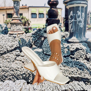 Sandalias de Tacón Alto con Punta Cuadrada Estilo Americano, Versión Europea, Nuevas de Verano, para Mujer, Tallas Grandes 35-42, Zapatos de Tacón de Aguja de Nicho Transfronterizos - Product Image 3