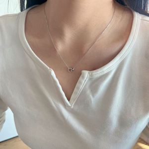 Dylam Fashion Fine Jewelry 925 Silver Link Chain <b>D</b> VVS1 Moissanite Stone Interlock Double Circle Pendant <b>Necklace</b> Jewellery - Product Image 2