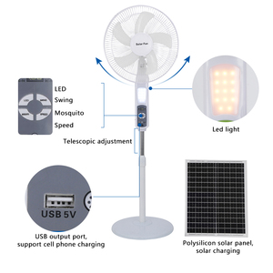 Ventilateur solaire 16 pouces en promotion, rechargeable, réglable en hauteur, pour maison et extérieur, avec panneau solaire C288, alimenté par l'énergie solaire - Product Image 6