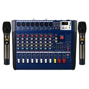 Mezclador de audio amplificado PMX802 de 8 canales, 250w/500W, con micrófonos, 16 DSP, MP3, Bluetooth, para presentaciones en escenario y transmisiones en vivo. - Product Image 1