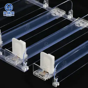 Plastic shelf dividers loading with spring bottle cigarette shelf pusher