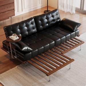 Canapé-lit haut <span class=keywords><strong>de</strong></span> gamme en bois et cuir, design créatif, pour salon, avec accoudoirs, luxe moderne, pour la maison - Product Image 2