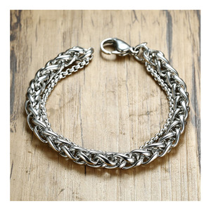 カスタムメンズステンレス鋼ブレスレット工場卸売り刻印名ブラックメッキ父の日ギフトファッションチャームブレスレット - Product Image 4