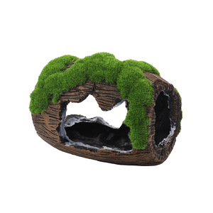 Yapay Yosunlu Ağaç Kütüğü Süsü, Akvaryum için Güvenli Reçine Balık Mağarası, Doğal Su Peyzajı Dekoru - Product Image 2