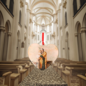 Pendentif religieux catholique chrétien en forme de cœur en résine synthétique PE durable, fabriqué à la main, Saint Joseph, pour les fêtes - Product Image 4