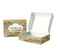 Boîtes d'expédition pliables écologiques en carton ondulé personnalisées avec revêtement UV, pelliculage mat, gaufrage et doublure en mousse pour emballage cadeau et artisanat