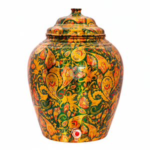 IndianArtVilla Olla dispensadora de agua con diseño de flores y hojas de cobre puro hecha a mano con beneficios ayuvédicos: Almacenamiento y bebida - Product Image 1