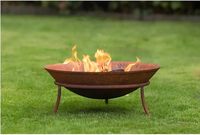 Foyer extérieur en bois de 29 pouces, durable et robuste, avec pieds, pour jardin et camping