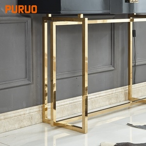 PURUO European Simple Design <strong>Black</strong> Glass Marble Top <strong>Console</strong> <strong>Table</strong> Modern Stainless Steel Frame Home Hotel Furnture Hallway <strong>Table</strong> - Product Image 6