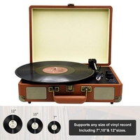 Tocadiscos de Vinilo Portátil de 3 Velocidades con Altavoces Integrados, Función BT, Tocadiscos de Correa de 7/10/12 Pulgadas, Entretenimiento Vintage para el Hogar