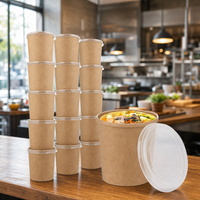 Couvercle personnalisé en papier kraft biodégradable pour bol à soupe, jetable, anti-fuite, compatible micro-ondes, pour conteneur alimentaire à emporter, service traiteur
