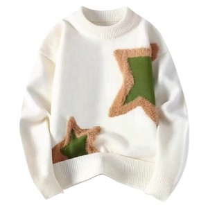 Suéter solto e casual para homens no outono e inverno; estilo despojado, design moderno para casais, camisa de malha da moda. - Product Image 6