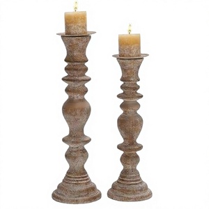 Candelabro de madera redondo de color Simple decorativo de lujo, candelabro de madera nórdico personalizado, venta al por mayor, tarros de velas, Navidad rosa - Product Image 1