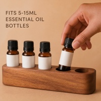 Support de Bouteilles d'Huiles Essentielles en Bois Massif avec Logo Personnalisé, Présentoir en Bois Multi-emplacements pour Flacons compte-gouttes, Base de Rangement pour Arômes