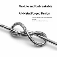 Câble USB C tout métal indestructible, charge super rapide 6A, cordon de charge Type C résistant aux morsures de chien, flexible et sans nœuds