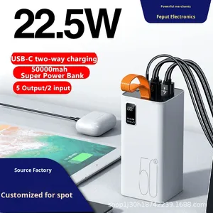 Banque d'alimentation portable à grande capacité transfrontalière 50000mAh en plastique, charge rapide 22.5W, affichage numérique extérieur - Product Image 5