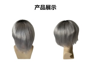 Precio al por mayor, superventas, varios tamaños, Ombre Color T # 1B/gris plata 8x10 Q6, sistema de <span class=keywords><strong>prótesis</strong></span> de cabello humano indio, tupé para hombres - Product Image 2