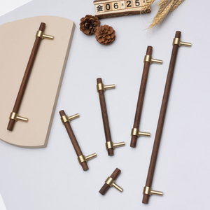 Modern Adjustable Walnut Beech Cabinet Door Handles Brass Wood Pulls <strong>Dresser</strong> <strong>Knobs</strong> for Kitchen Bedroom Bathroom Entry Drawer - Product Image 2