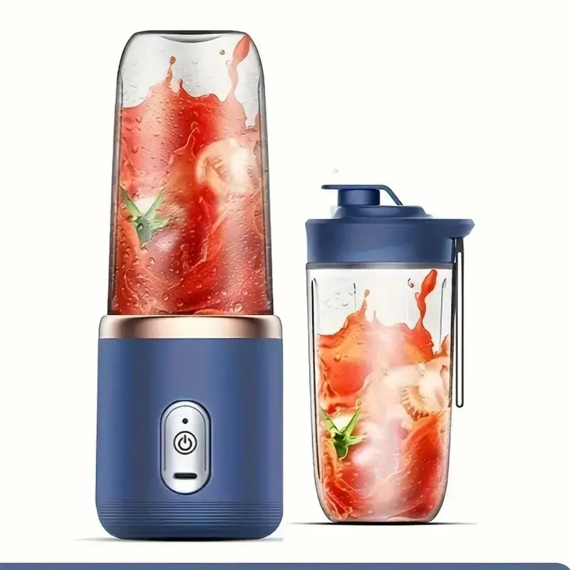 Blue/pink Portable Small Electric Juicer Blade Cup Juicer Fruit Automatic Smoothie Blender Kitchen Tool Stainless Steel Battery