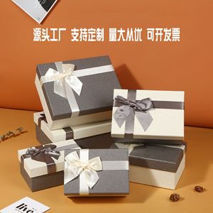 Boîtes cadeaux de style européen avec couvercle à nœud, en papier rigide coloré, emballage spécial, boîte cadeau 25x20x10cm, design personnalisable - Product Image 5