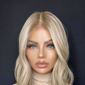 Lunghezza della spalla capelli europei vergini Cool biondo platino naturale e realistico senza cuciture fodera in pizzo parrucca ebrea per le donne - Product Image 3