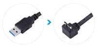 Kabel Data USB 3.0 Tipe A Male ke Micro B Male Sudut Kanan 5Gbps Kecepatan Tinggi untuk Hard Disk Eksternal 1M