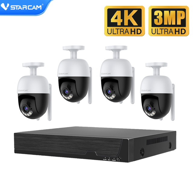 Vstarcam N8-4 4CH  NVR System Outdoor Dome H.265 Dual-Light Night Vision VGA Output Cross-Network Search OEM Cheap