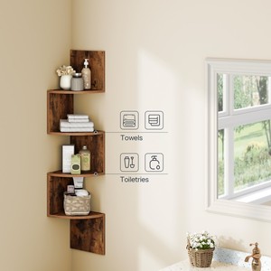 Estante de esquina HOOBRO montado en la pared, Juego de 2 estantes de esquina flotantes, estanterías de esquina de 4 niveles para decoración de pared en la sala de estar - Product Image 3
